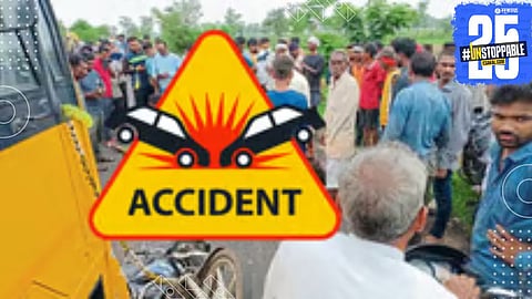 Despite stepping aside, tipper collides—four injured in a frightening road accident.