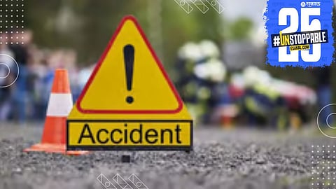 Police at the scene as case is registered against husband after wife dies from accident injuries.