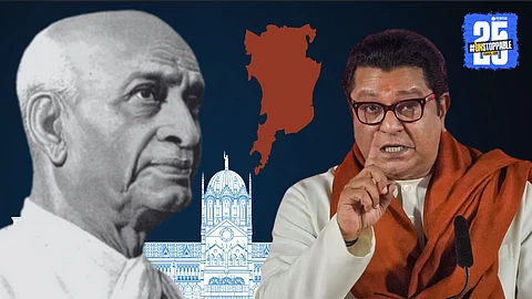 Raj Thackeray during his podcast interview with Mahesh Manjrekar, revealing Vallabhbhai Patel’s stand against Mumbai joining Maharashtra