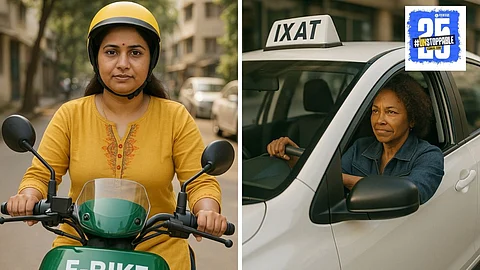 Female driver for e-bike taxi