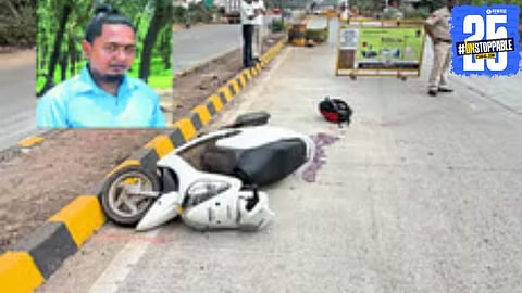 Screengrab from Patradevi where locals gathered in protest after a truck fatally hit a biker.
