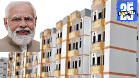 Ongoing construction of India’s mega housing project — 15,000 homes to be handed over soon, PM Modi expected at the inauguration.