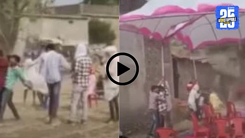 In this viral moment, wedding guests from the groom’s side face an unexpected and hilarious mishap during a wedding ceremony.