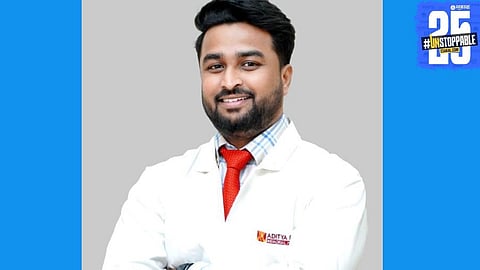 An asthma patient using an inhaler in a polluted city — a growing concern with little policy attention.