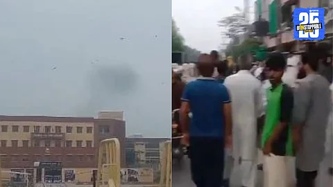 Emergency services respond after three drone-triggered bomb explosions hit Lahore’s Walton Road, triggering panic and airport shutdown.