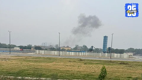 Scene from one of the bomb blast sites in Pakistan showing emergency services responding to the explosions that shook 12 cities including Lahore and Karachi.