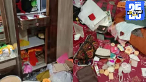 Scene from the house in Kopargaon where burglars looted valuables worth ₹3 lakh in a late-night robbery.