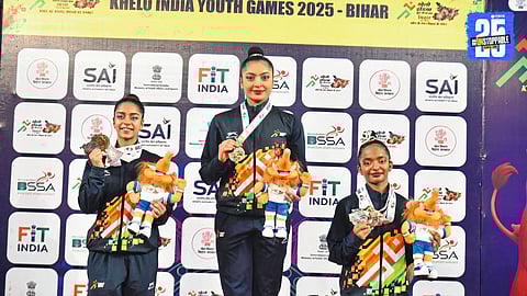 Maharashtra gymnasts celebrate their 12-medal win at the national gymnastics competition