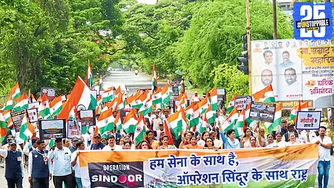 MLA Sudhir Gadgil leads Tiranga Yatra honoring the Indian Army; citizens rally in patriotic fervor.