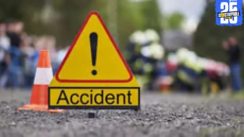 Scene from the accident involving devotees en route to Vitthal Darshan; 12 injured after the jeep lost control.