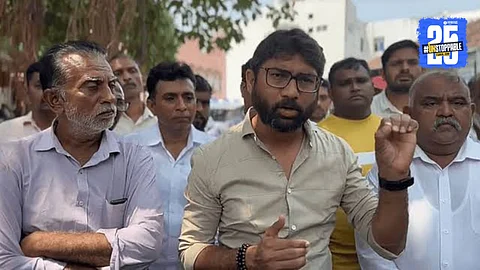 Protest in Amreli led by Jignesh Mevani demanding justice for Nilesh Rathod, a Dalit man killed in a casteist attack
