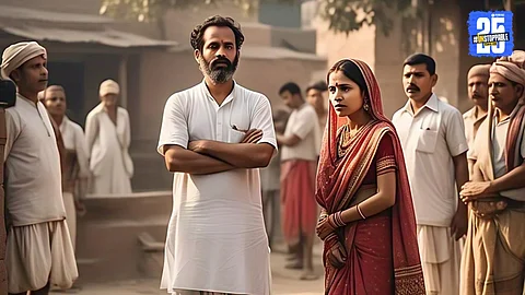 A viral image from the village where a husband publicly handed over his wife to her lover, sparking outrage and emotional reactions.