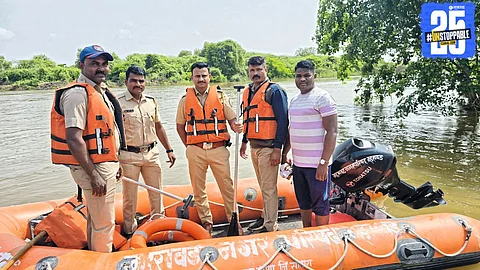 Search teams looking for the missing Palshi youth in the Man river near Satara.