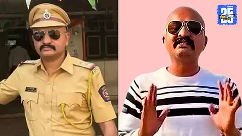 Suspended police officer Ranjit Kasle being arrested in Delhi days after being granted bail.