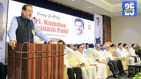 Prithviraj Chavan during a press meet where he emphasized Congress’ importance and criticized BJP’s growth model.