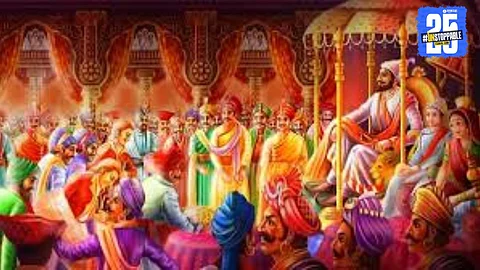 Sangli district troop heading to Raigad for Shivrajyabhishek ceremony under Sambhajiraje’s leadership, embodying Maratha pride and tradition.