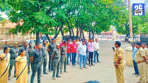Security heightened at Shanishingnapur Temple amid police investigation into online pooja app scam.
