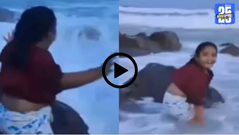 The heart-wrenching viral moment when a mother, distracted while filming a video, fails to notice a powerful wave that sweeps her daughter away.