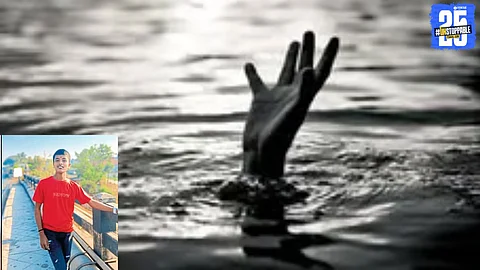 Grief-stricken family members gather near the well where the youth drowned near Peth.