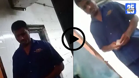 Screenshot from viral video showing hospital staff allegedly demanding ₹2000 from a deceased’s family to wrap the body at Vashi Hospital, Navi Mumbai.