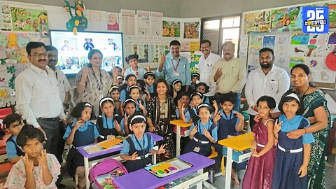 "Shirwal schoolgirls confidently interview CEO in English and converse in 10 languages — a celebration of talent and education."