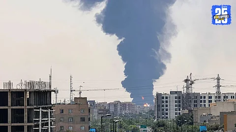 US airstrike on Iran targets key nuclear sites, causing massive destruction; military jets seen in action during night raid.