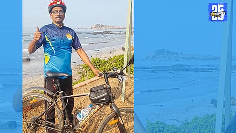 Chandrakant Suryavanshi during one of his cycling journeys across India – 50,000 km and counting after retirement.