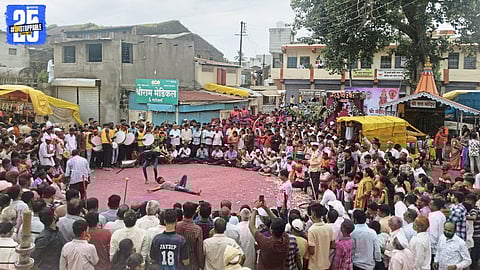 Devotees gather to witness thrilling Shivaji-era acrobatics at Kalya’s Nandi Dev Yatra finale.