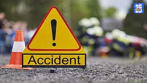 Scene of the accident where an ST bus fatally collided with a two-wheeler, killing a senior citizen.