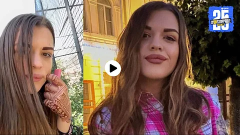 Russian boxer Anastasia Luchkina seen handing a vape to an orangutan inside a Crimean safari park, sparking outrage over animal cruelty