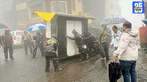 Officials face resistance and abuse during anti-encroachment action in Mahabaleshwar; FIR filed against eight locals.