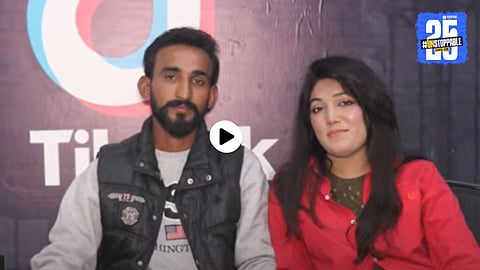 The viral couple from Pakistan during a heartfelt interview on YouTube, where the rich house owner revealed how she fell in love with her humble driver – showcasing their unique love story.
