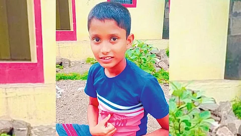 "Crime scene in Madha where body of kidnapped child was recovered after five days; murder weapons seized by police."