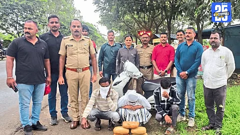 Police arrest woman from Miraj and two others with 5 kg ganja in Nimshirgaon; action under NDPS Act."