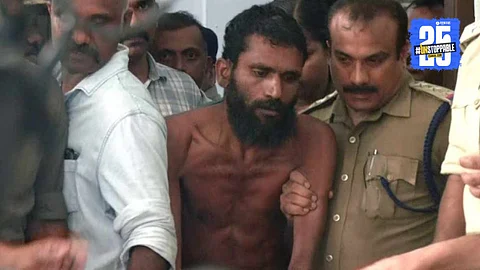Rape convict Govindachami escaped from Kannur high-security prison using bar cutter and cloth rope; later caught hiding in a well. Kerala prison security in question.