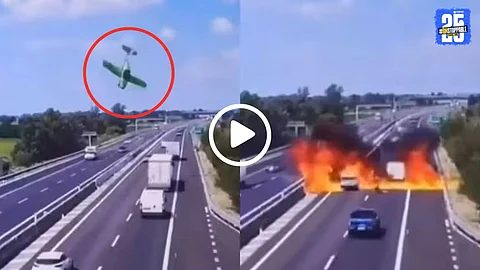 Plane crash on Italian highway, two dead, video goes viral