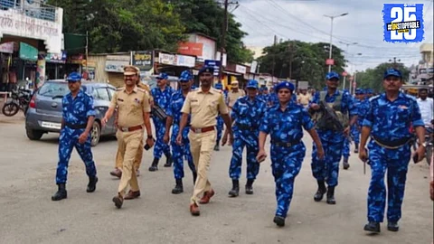 Mohol police conduct impactful route march to instill fear among criminals and ensure public safety.
