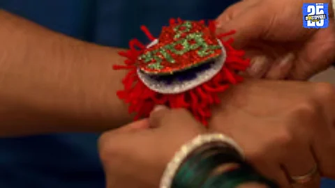 Women tying rakhi to local representatives during a Sakal Hindu Samaj protest, demanding action against Love Jihad through symbolic public appeal.