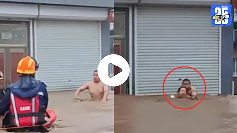 A rescue team in China saves a woman from a devastating flood as her husband insists on her safety before his own, showcasing a powerful act of love and sacrifice.