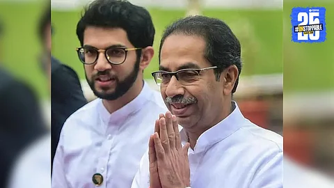 Uddhav Thackeray and Aditya Thackeray in Delhi