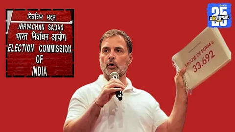 Rahul Gandhi addresses media, firmly stating he will not sign, citing the Election Commission’s own data as evidence.