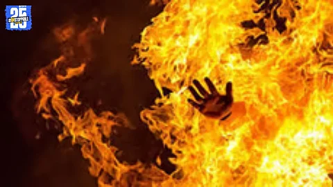 Scene from Solapur where a woman named Pallavi lost her life after a sudden fire in her house room.