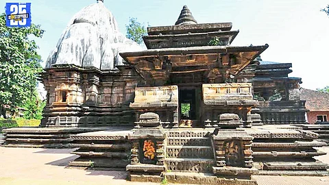 "Karneshwaram Temple in Kasba: Five-foot pedestal holds intricately sculpted Lord Shiva idol."