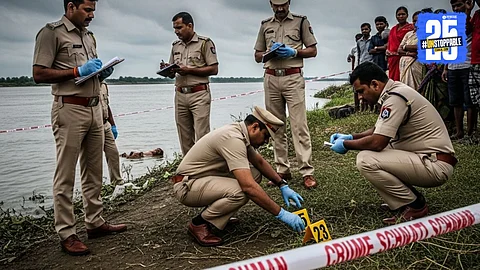 Police investigating the Chhatrapati Sambhajinagar love affair murder case where Sachin Autade’s body was found in the Godavari river. The shocking crime exposed betrayal and violence (AI Photo)