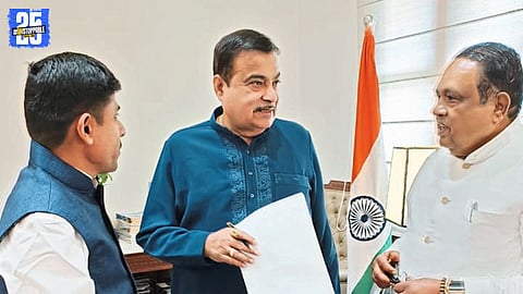 MP Bhausaheb Wakchaure meets Union Minister Nitin Gadkari, demands National Highway status for Shahapur-Ghoti road.