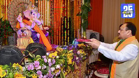 JP Nadda visits mumbai Ganpati mandal
