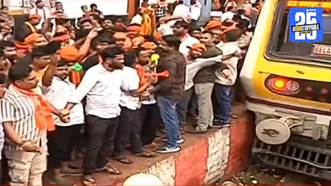 Maratha protester at csmt station