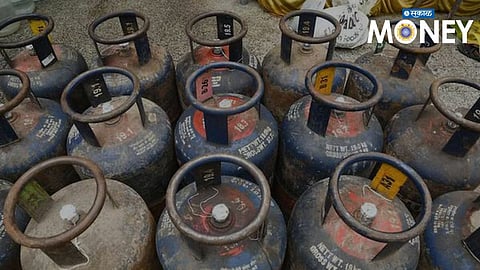 A commercial LPG cylinder at a gas distribution center in India. The latest LPG price cut brings relief to hotels and restaurants