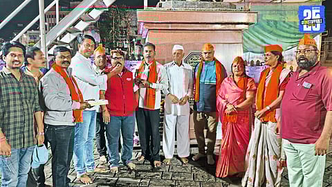 “Satara Maratha community celebrating victory with dhol-tasha, gulal and fireworks.”