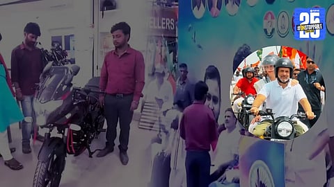 rahul gandhi gifts bike